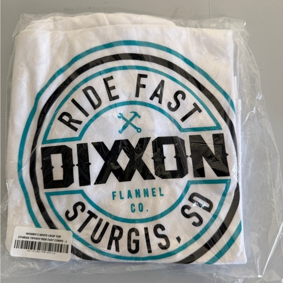 Dixxon Women’s White Crop Top Sturgis Tiffany Ride Fast Corpo Size Large - Picture 5 of 5